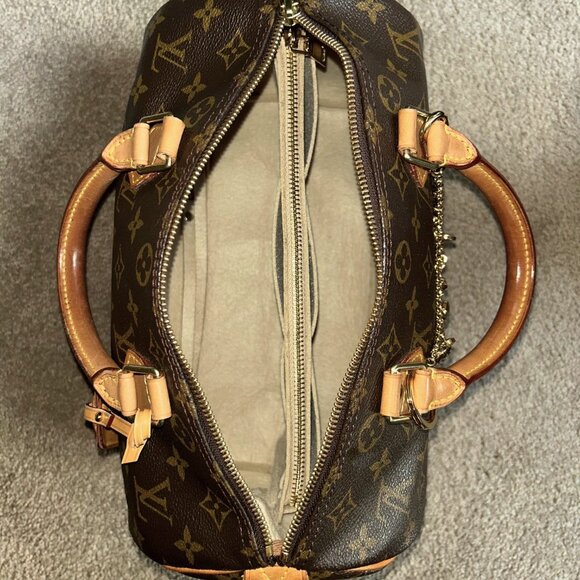 Felt Purse Organizer Insert - Handbag Tote Shaper, Fits Speedy 30 Beige - Picture 2 of 8